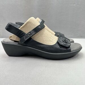 NAOT Reserve Womens Size 9 (EU 40) Wedge Sandals Black Leather Rhinestone Jewel